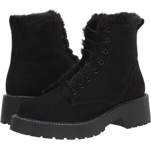 Madden Girl Womens Carrabas Black Fur-Lined Winter Boots Size 9.5